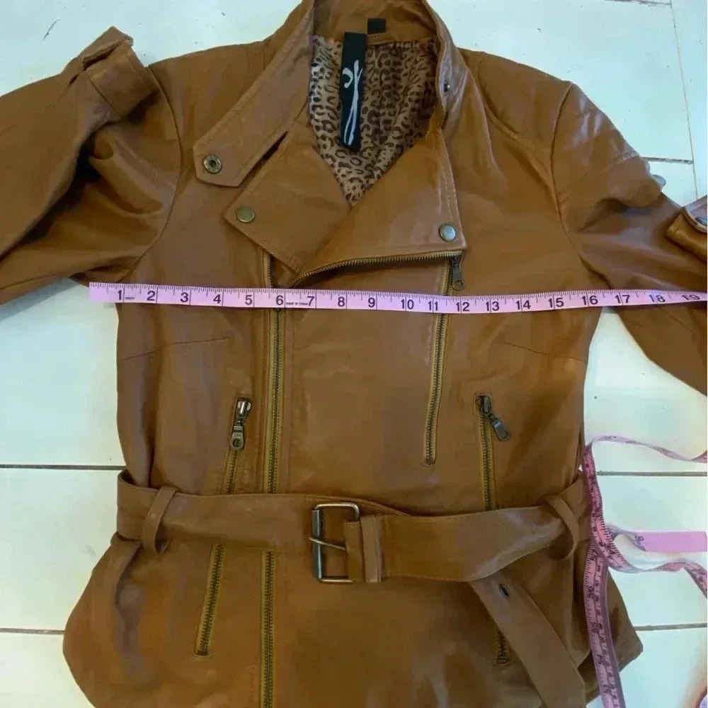 Kenna-T Leather Moto Jacket Women’s Size Small Tan Biker Jacket - Picture 14 of 16